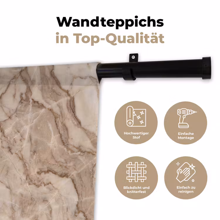 Marmer - Aderen - Textuur - Beige - Modern Wandkleed katoen klein -tsfeer2_DE