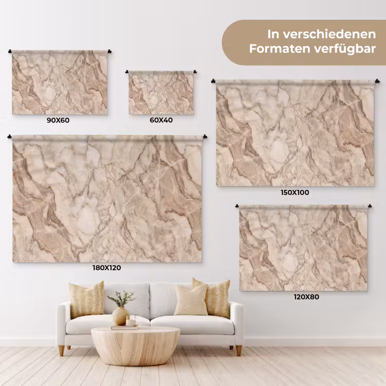 Marmer - Aderen - Textuur - Beige - Modern Wandkleed katoen klein -tsfeer8_DE