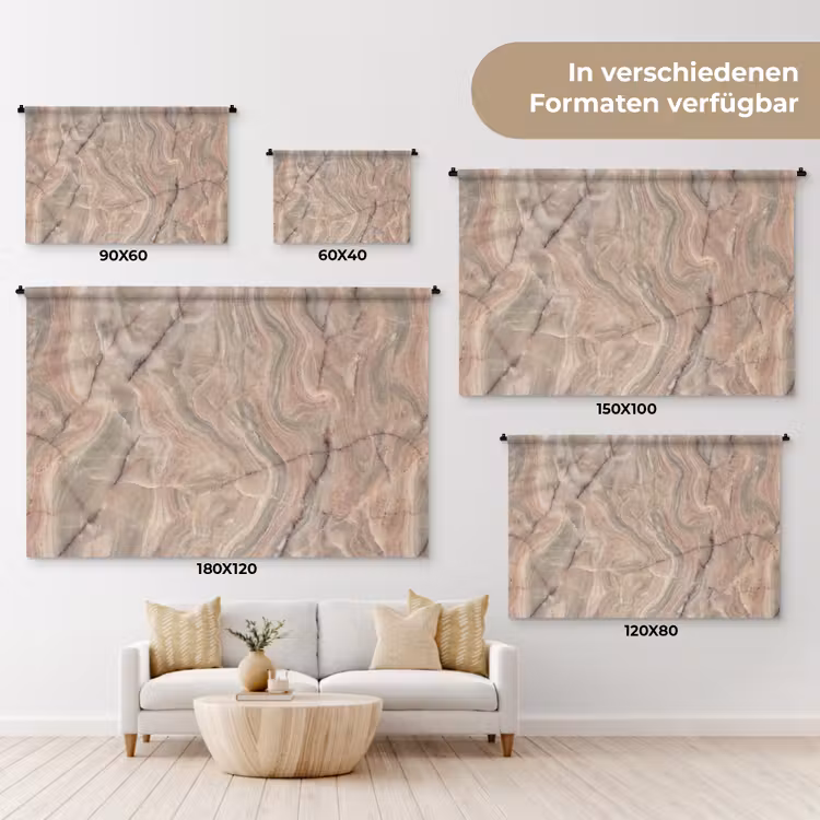 Marmer - Patroon - Abstract - Beige - Groen Wandkleed katoen klein -tsfeer8_DE