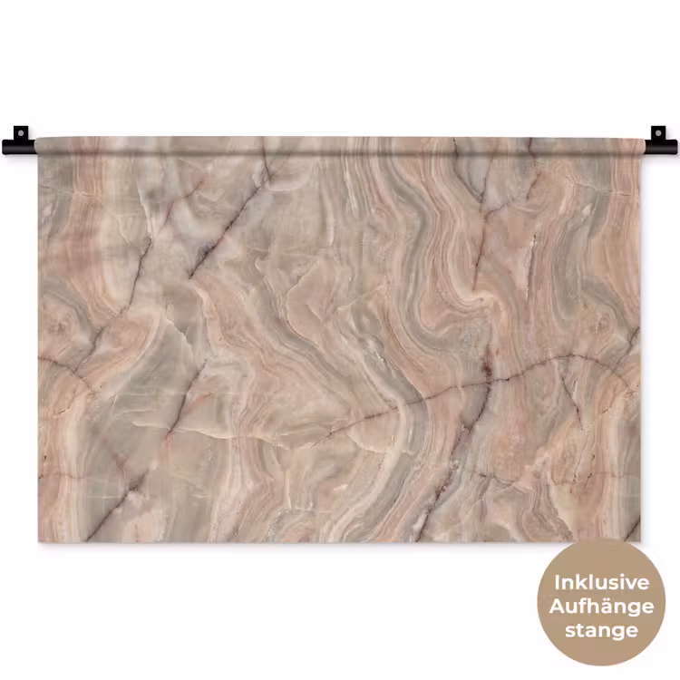 Marmer - Patroon - Abstract - Beige - Groen Wandkleed katoen klein -t3d_DE