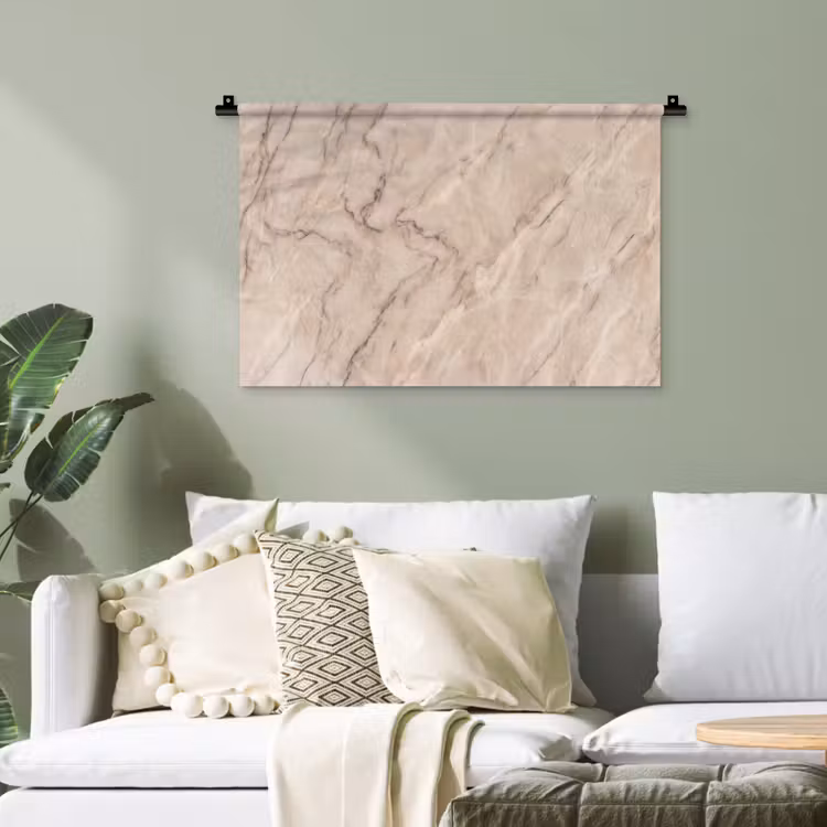 Marmer - Patroon - Abstract - Modern - Beige Wandkleed katoen klein -sfeer7