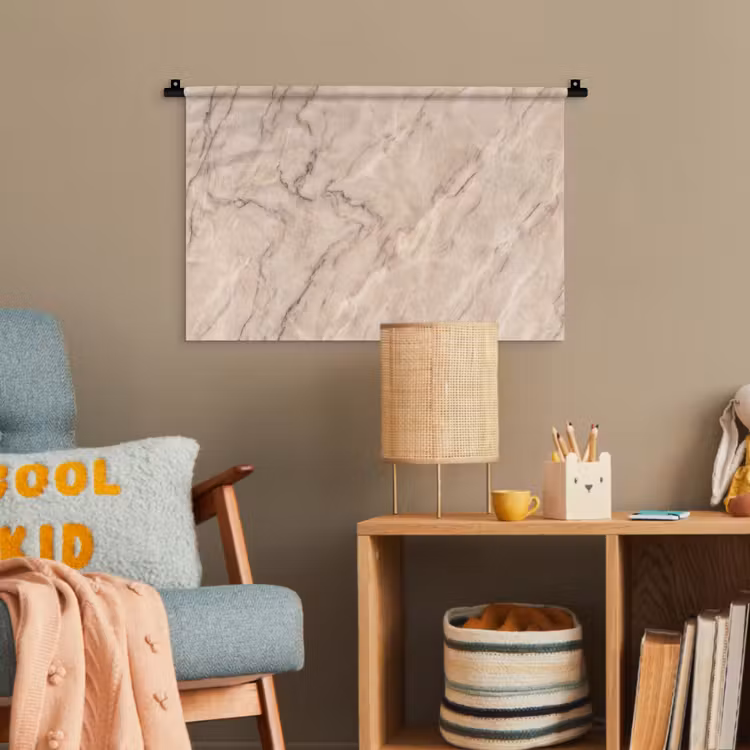 Marmer - Patroon - Abstract - Modern - Beige Wandkleed katoen klein -wsfeer4_kind