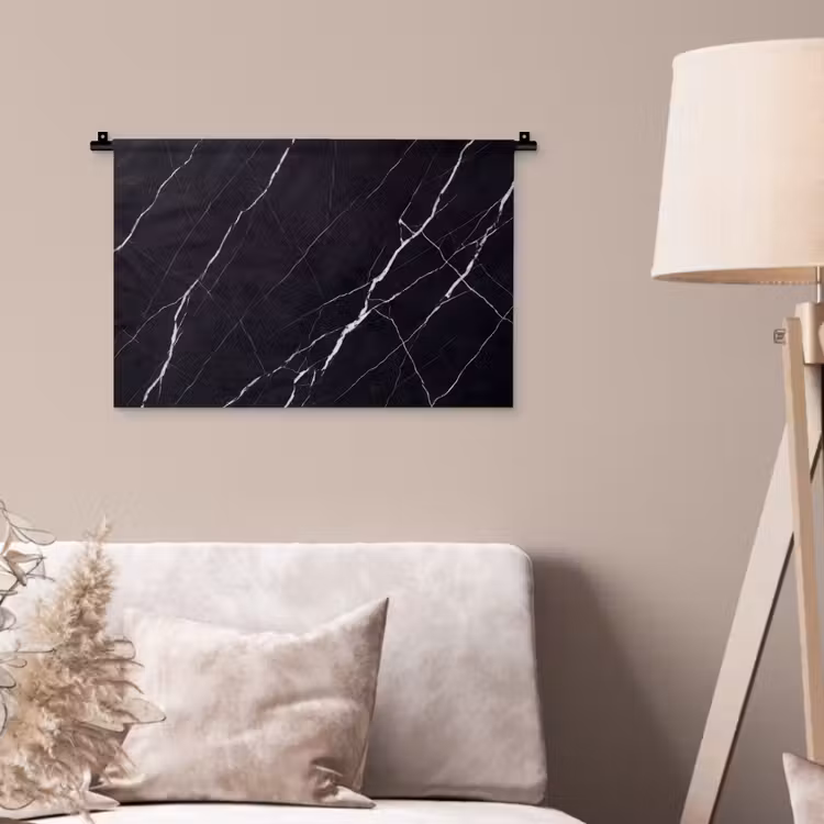 Marmer - Patroon - Abstract - Modern - Zwart Wandkleed katoen klein -sfeer4