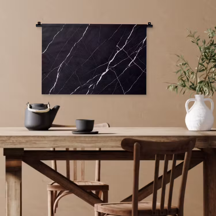 Marmer - Patroon - Abstract - Modern - Zwart Wandkleed katoen klein -sfeer6