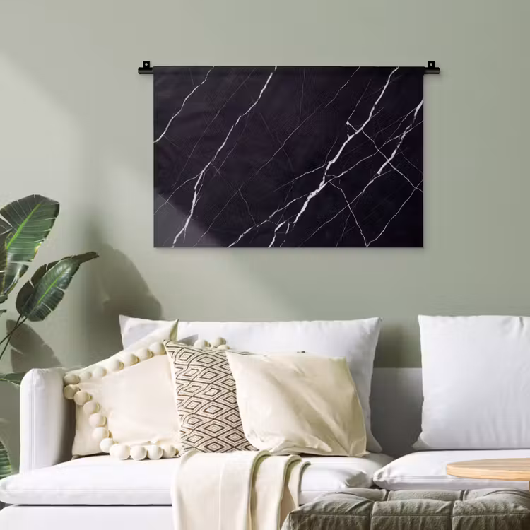 Marmer - Patroon - Abstract - Modern - Zwart Wandkleed katoen klein -sfeer7