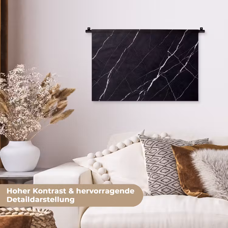 Marmer - Patroon - Abstract - Modern - Zwart Wandkleed katoen klein -tsfeer1_DE