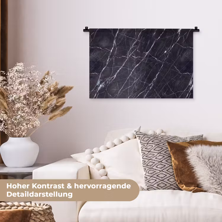Marmer - Patroon - Modern - Zwart - Wit Wandkleed katoen klein -tsfeer1_DE
