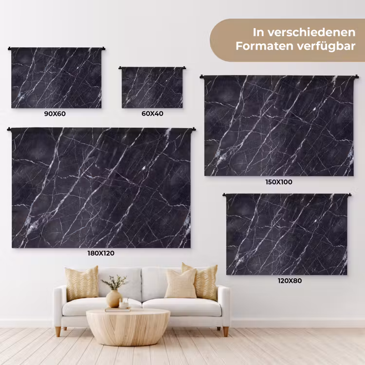 Marmer - Patroon - Modern - Zwart - Wit Wandkleed katoen klein -tsfeer8_DE