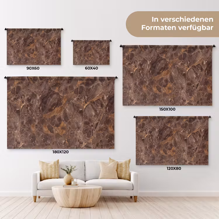 Marmer - Patroon - Natuur - Bruin - Goud Wandkleed katoen klein -tsfeer8_DE