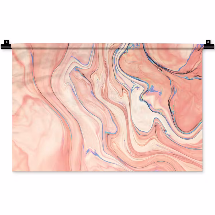 Marmer - Pastel - Roze - Blauw - Marmerlook - Abstract Wandkleed katoen klein -zz3d