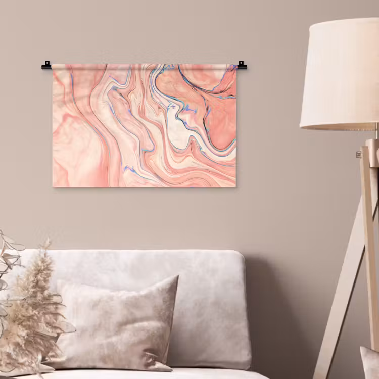 Marmer - Pastel - Roze - Blauw - Marmerlook - Abstract Wandkleed katoen klein -sfeer4