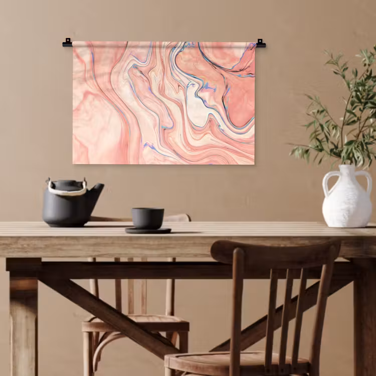 Marmer - Pastel - Roze - Blauw - Marmerlook - Abstract Wandkleed katoen klein -sfeer6
