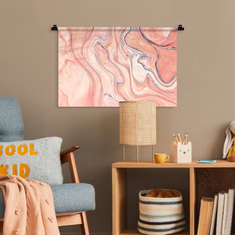 Marmer - Pastel - Roze - Blauw - Marmerlook - Abstract Wandkleed katoen klein -wsfeer4_kind