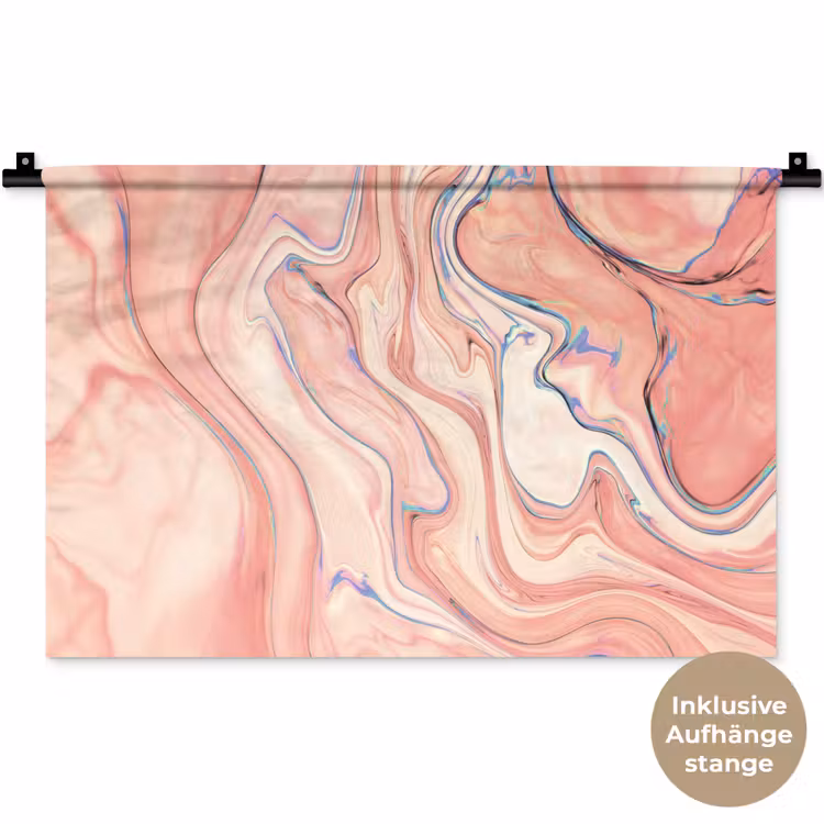 Marmer - Pastel - Roze - Blauw - Marmerlook - Abstract Wandkleed katoen klein -t3d_DE