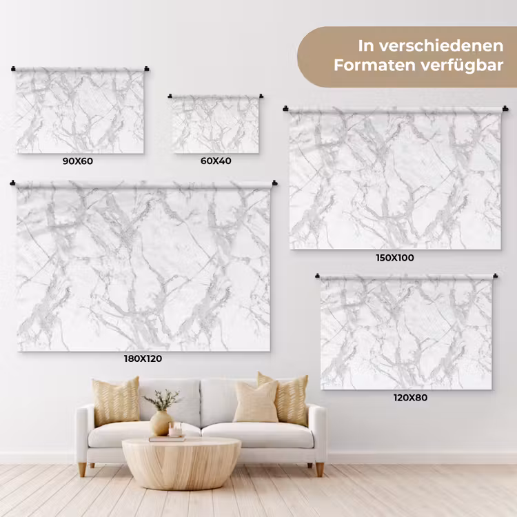 Marmer - Zuiver - Grijs - Aders Wandkleed katoen klein 269 -tsfeer8_DE