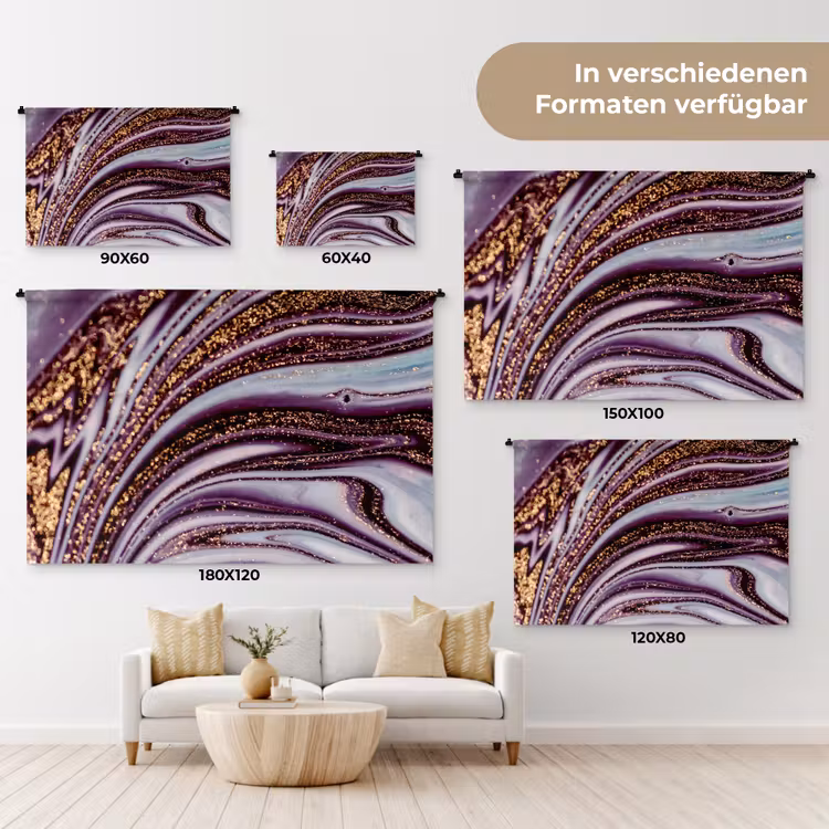 Marmer - Roze - Goud - Glitter - Marmerlook - Luxe Wandkleed katoen klein -tsfeer8_DE