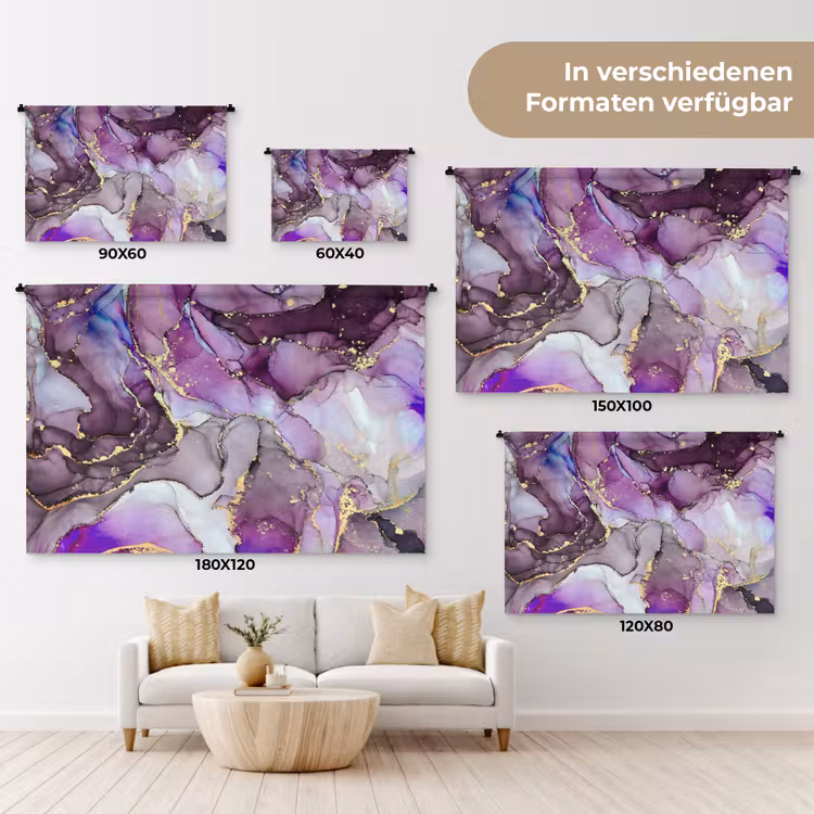 Marmer - Roze - Paars - Gold Wandkleed katoen klein -tsfeer8_DE