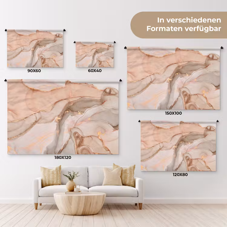 Marmer - Roze - Rosé Wandkleed katoen klein -tsfeer8_DE