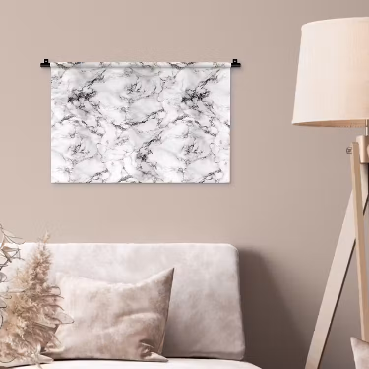 Marmer - Zwart - Dramatisch - Wit Wandkleed katoen klein 269 -sfeer4