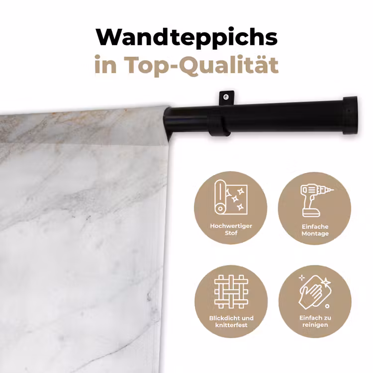 Marmer - Steen - Wit - Goud - Marmerlook - Steen - Luxe Wandkleed katoen klein -tsfeer2_DE