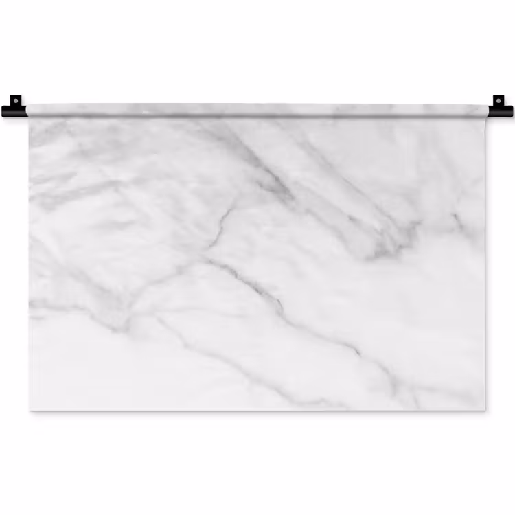 Marmer - Structuur - Wit - Grijs - Steen - Marmerlook Wandkleed katoen klein -zz3d
