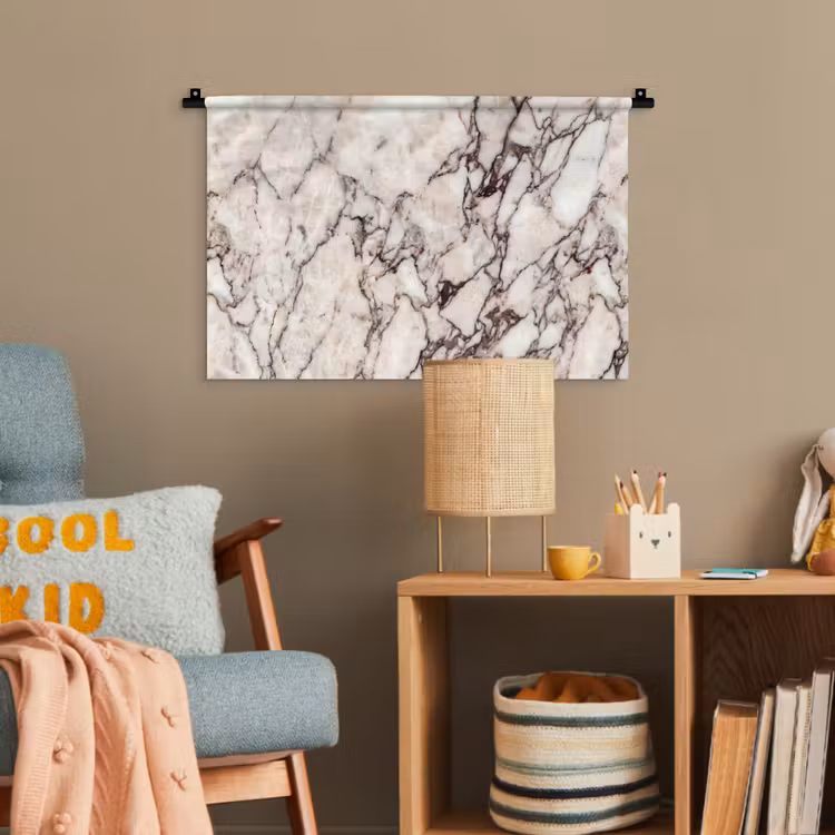 Marmer - Textuur - Abstract - Wit - Bruin Wandkleed katoen klein -wsfeer4_kind