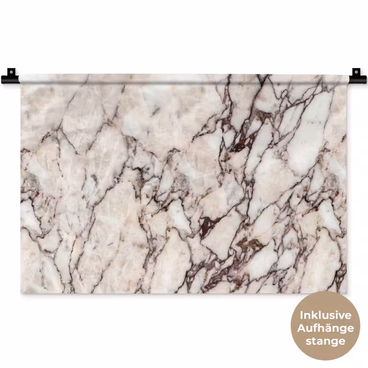 Marmer - Textuur - Abstract - Wit - Bruin Wandkleed katoen klein -t3d_DE