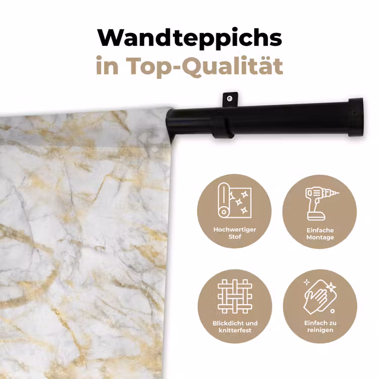 Marmer - Wit - Expressief - Goudaccenten Wandkleed katoen klein 269 -tsfeer2_DE