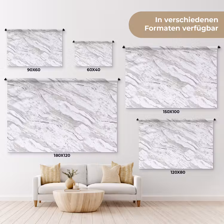 Marmer - Wit - Grijsgroen Wandkleed katoen klein 269 -tsfeer8_DE
