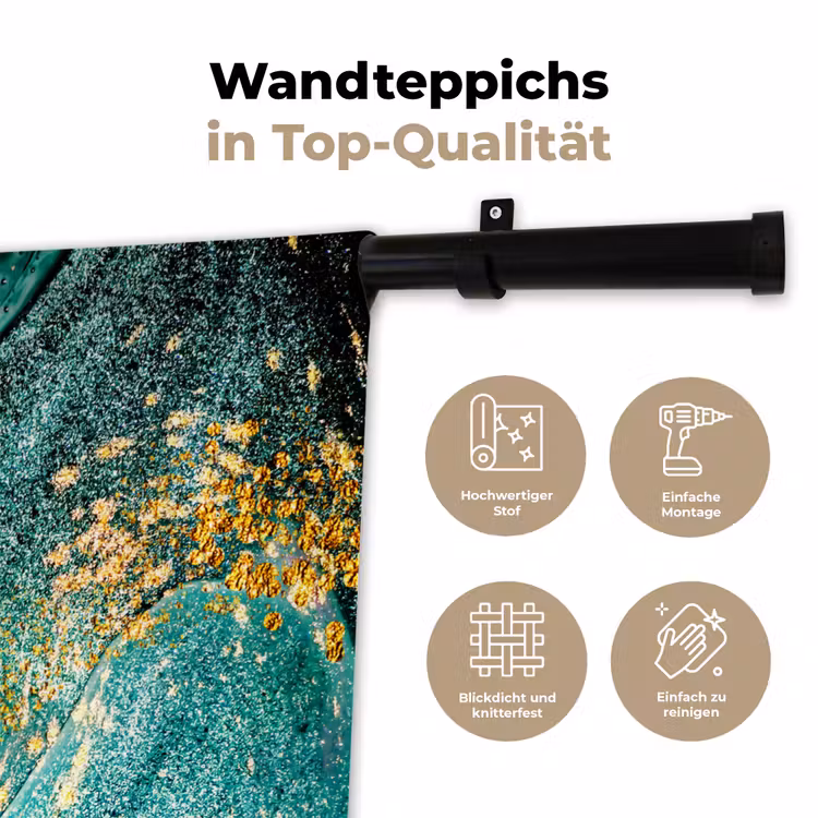Marmerlook - Blauw - Goud - Glitter - Luxe - Marmer Wandkleed katoen klein -tsfeer2_DE