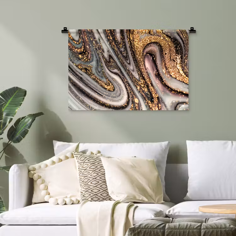Marmerlook - Goud - Glitter - Luxe - Marmer - Wit Wandkleed katoen klein -sfeer7