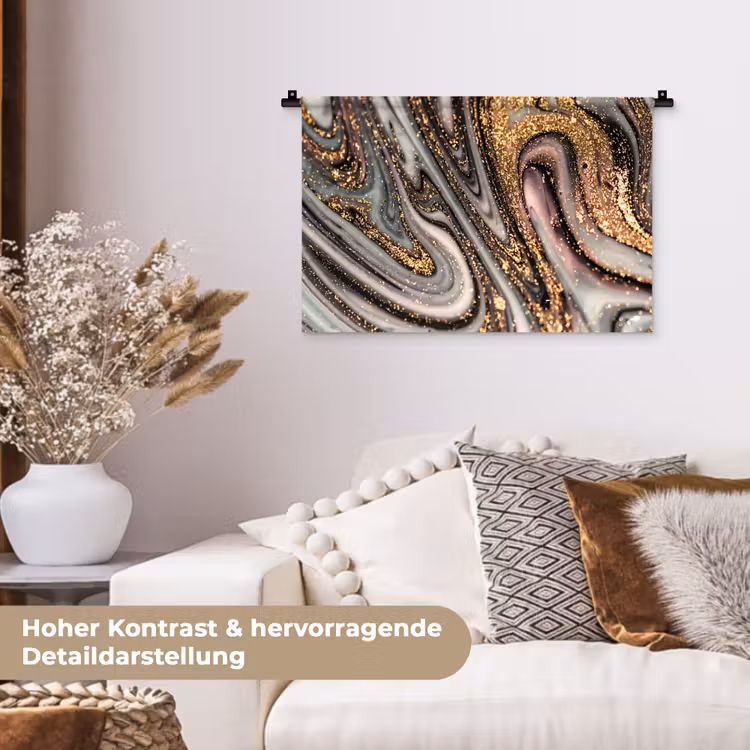 Marmerlook - Goud - Glitter - Luxe - Marmer - Wit Wandkleed katoen klein -tsfeer1_DE