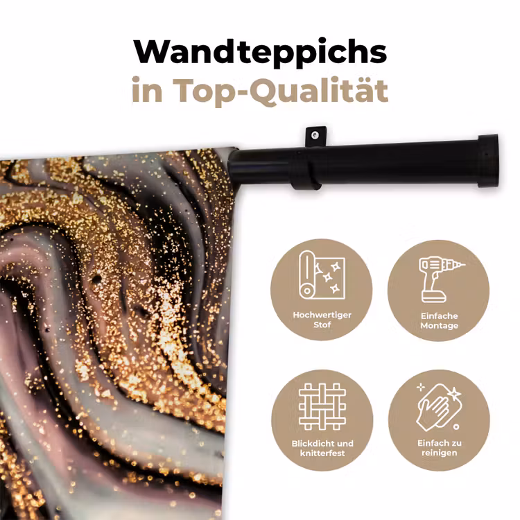 Marmerlook - Goud - Glitter - Luxe - Marmer - Wit Wandkleed katoen klein -tsfeer2_DE