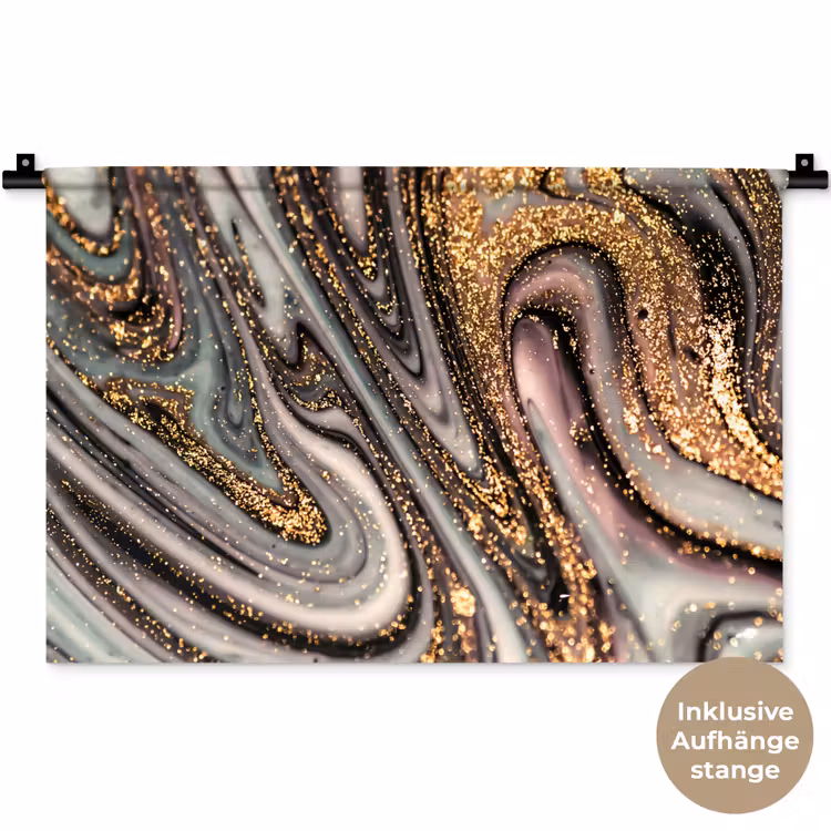 Marmerlook - Goud - Glitter - Luxe - Marmer - Wit Wandkleed katoen klein -t3d_DE