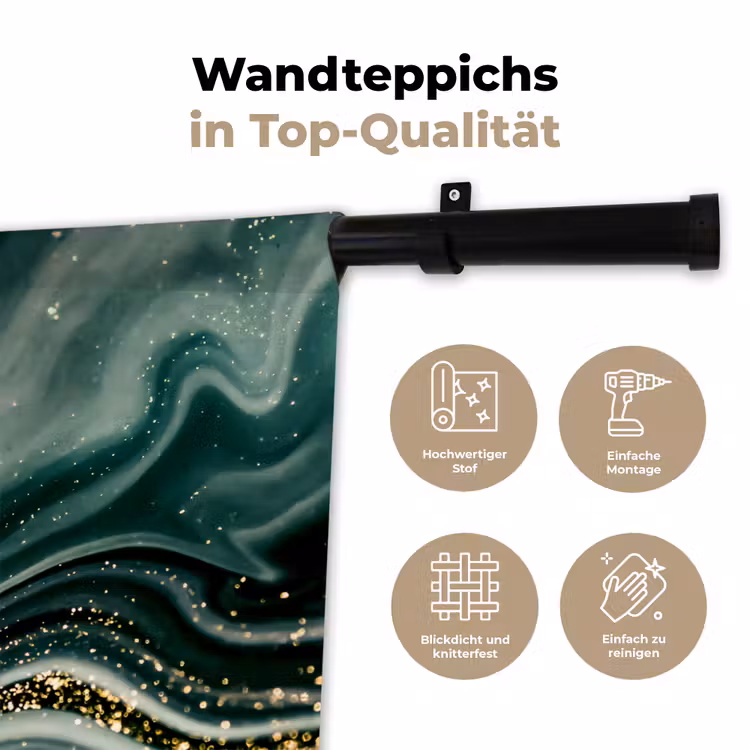 Marmerlook - Goud - Groen - Glitter - Design - Marmer Wandkleed katoen klein -tsfeer2_DE