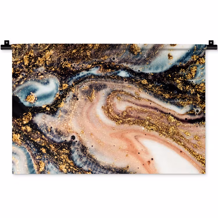 Marmerlook - Goud - Zwart - Glitter - Chic Wandkleed katoen klein -zz3d