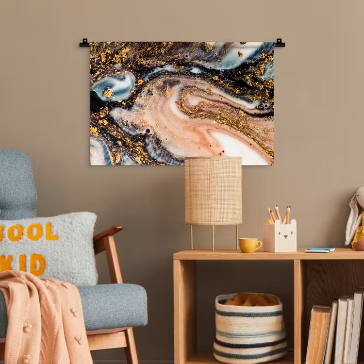 Marmerlook - Goud - Zwart - Glitter - Chic Wandkleed katoen klein -wsfeer4_kind