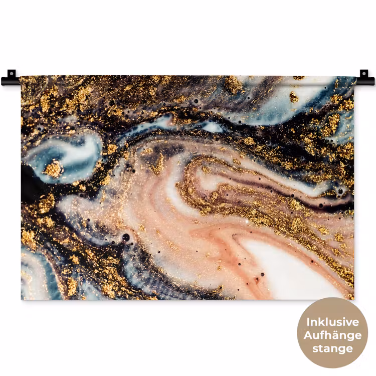Marmerlook - Goud - Zwart - Glitter - Chic Wandkleed katoen klein -t3d_DE