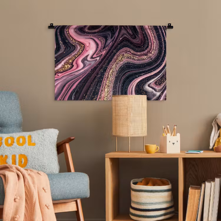 Marmerlook - Roze - Paars - Goud - Luxe - Marmer Wandkleed katoen klein -wsfeer4_kind