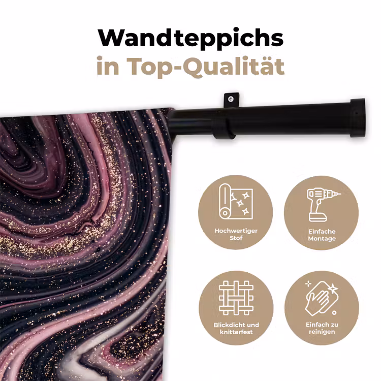 Marmerlook - Roze - Paars - Goud - Luxe - Marmer Wandkleed katoen klein -tsfeer2_DE