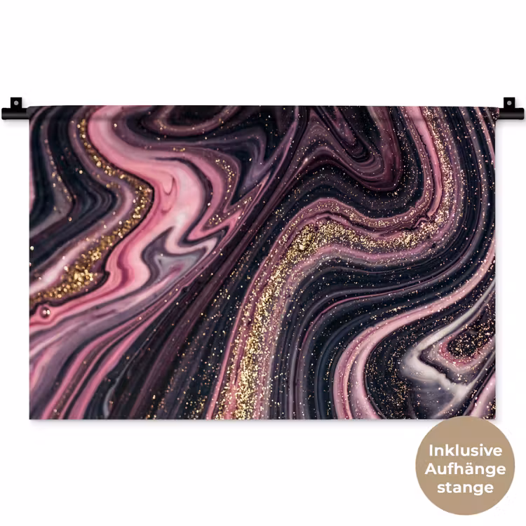 Marmerlook - Roze - Paars - Goud - Luxe - Marmer Wandkleed katoen klein -t3d_DE