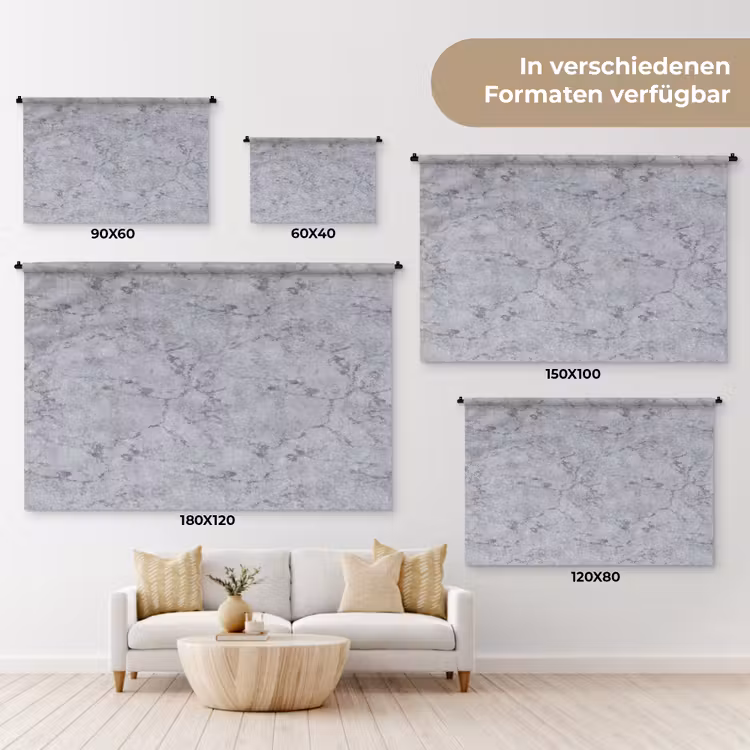Marmerplaat - Patroon - Grijs Wandkleed katoen klein 269 -tsfeer8_DE