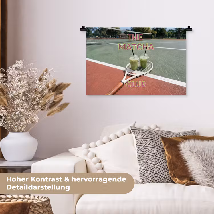 Matcha Club - Tennis - Matcha Wandkleed katoen klein -tsfeer1_DE
