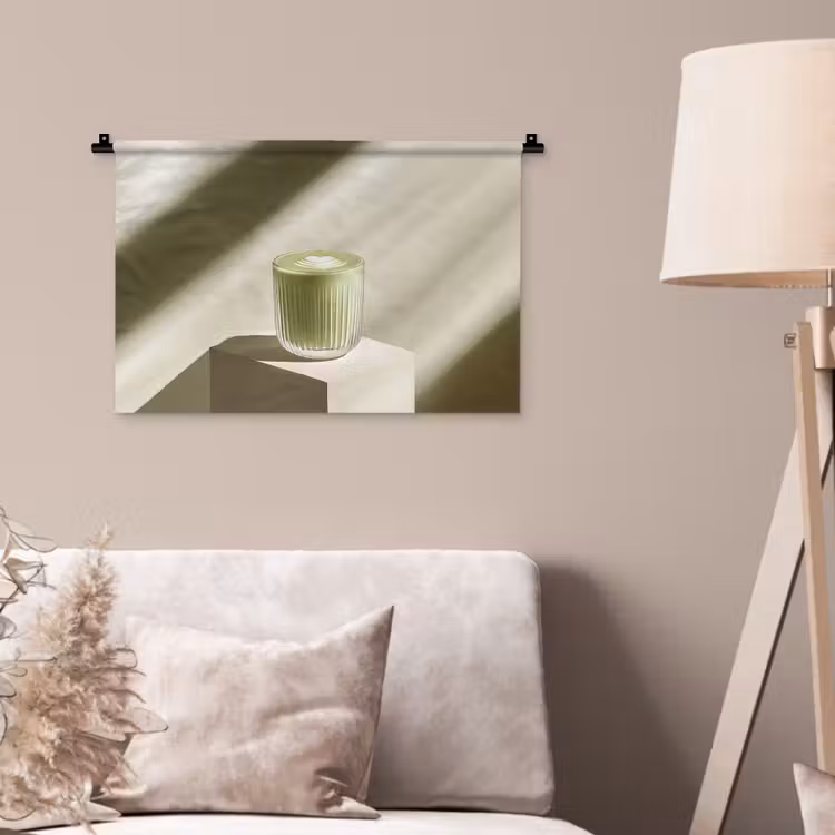 Matcha - Glas - Groen - Minimalistisch Wandkleed katoen klein -sfeer4