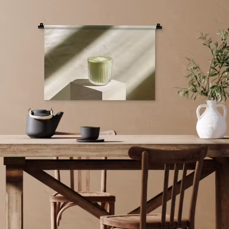 Matcha - Glas - Groen - Minimalistisch Wandkleed katoen klein -sfeer6