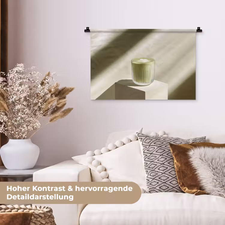 Matcha - Glas - Groen - Minimalistisch Wandkleed katoen klein -tsfeer1_DE