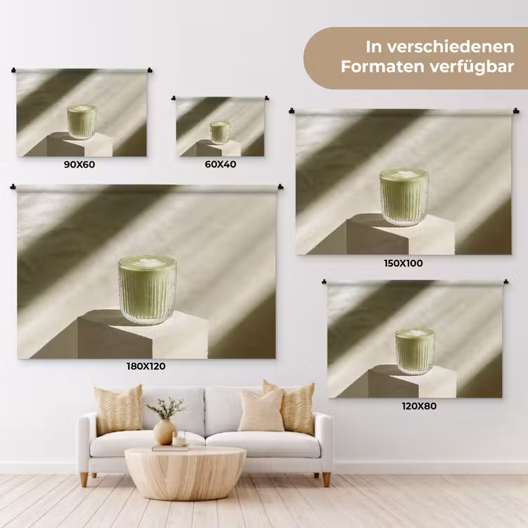 Matcha - Glas - Groen - Minimalistisch Wandkleed katoen klein -tsfeer8_DE
