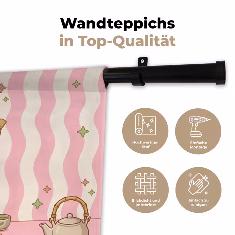 Matcha - Hond - Roze - Groen Wandkleed katoen klein -tsfeer2_DE