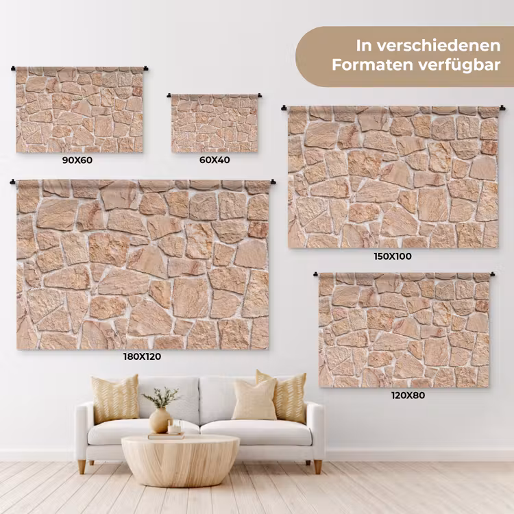 Muur - Steen - Patroon - Rustiek - Beige Wandkleed katoen klein -tsfeer8_DE