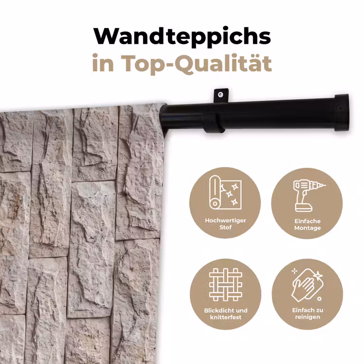 Muur - Steen - Ruw - Beige - Textuur Wandkleed katoen klein -tsfeer2_DE